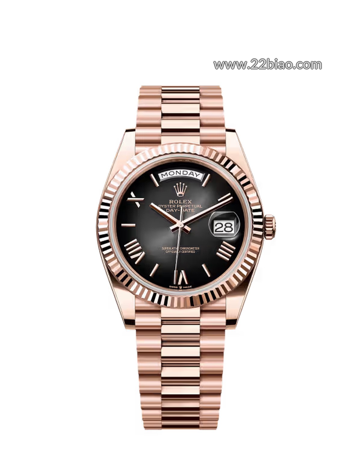 RG Factory Rolex President Day-Date 228235 Everose Gold Black Gradient Dial 40mm Replica Watch