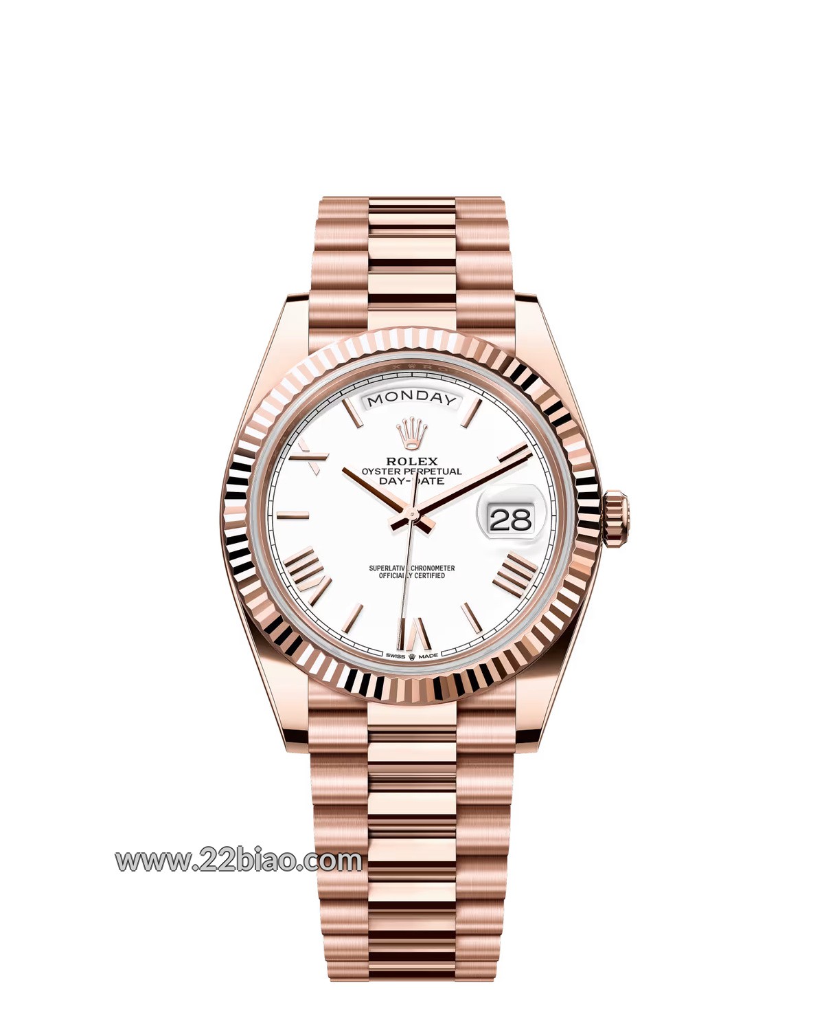 RG Factory Replica Rolex Day-Date 228235 Everose Gold White Dial 40mm Men's Watch