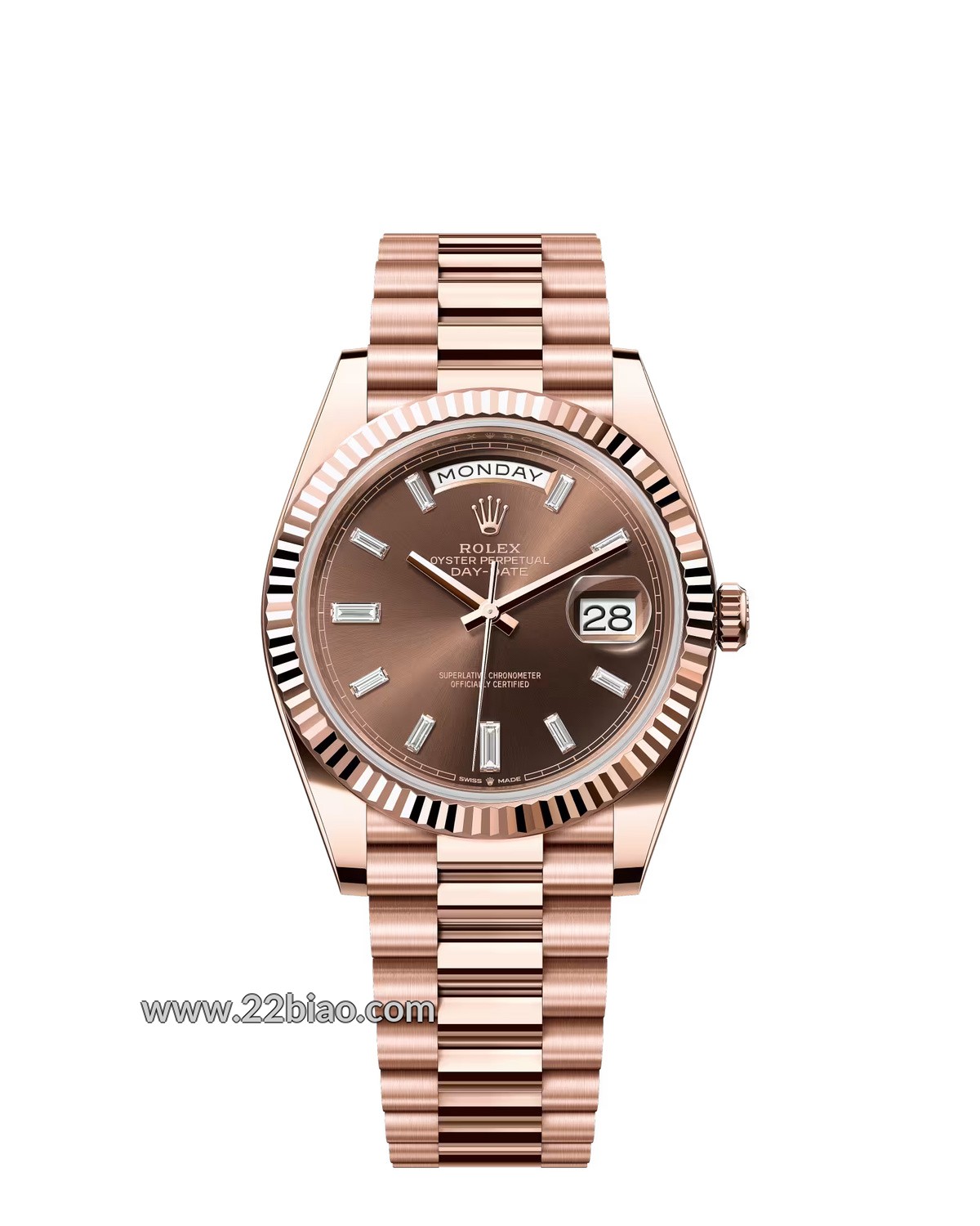 RG Factory Replica Rolex Day-Date 40 Ref. 228235 Everose Gold Chocolate Diamond Dial President Bracelet
