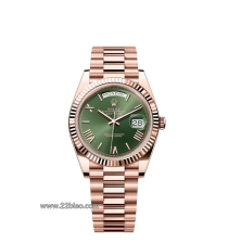 RG Factory Replica Rolex Day-Date 228235 Everose Gold Olive Green Roman Dial 40mm Men's Watch