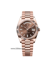 RG Factory Replica Rolex Day-Date 40 Ref. 228235 Everose Gold Chocolate Diamond Dial President Bracelet