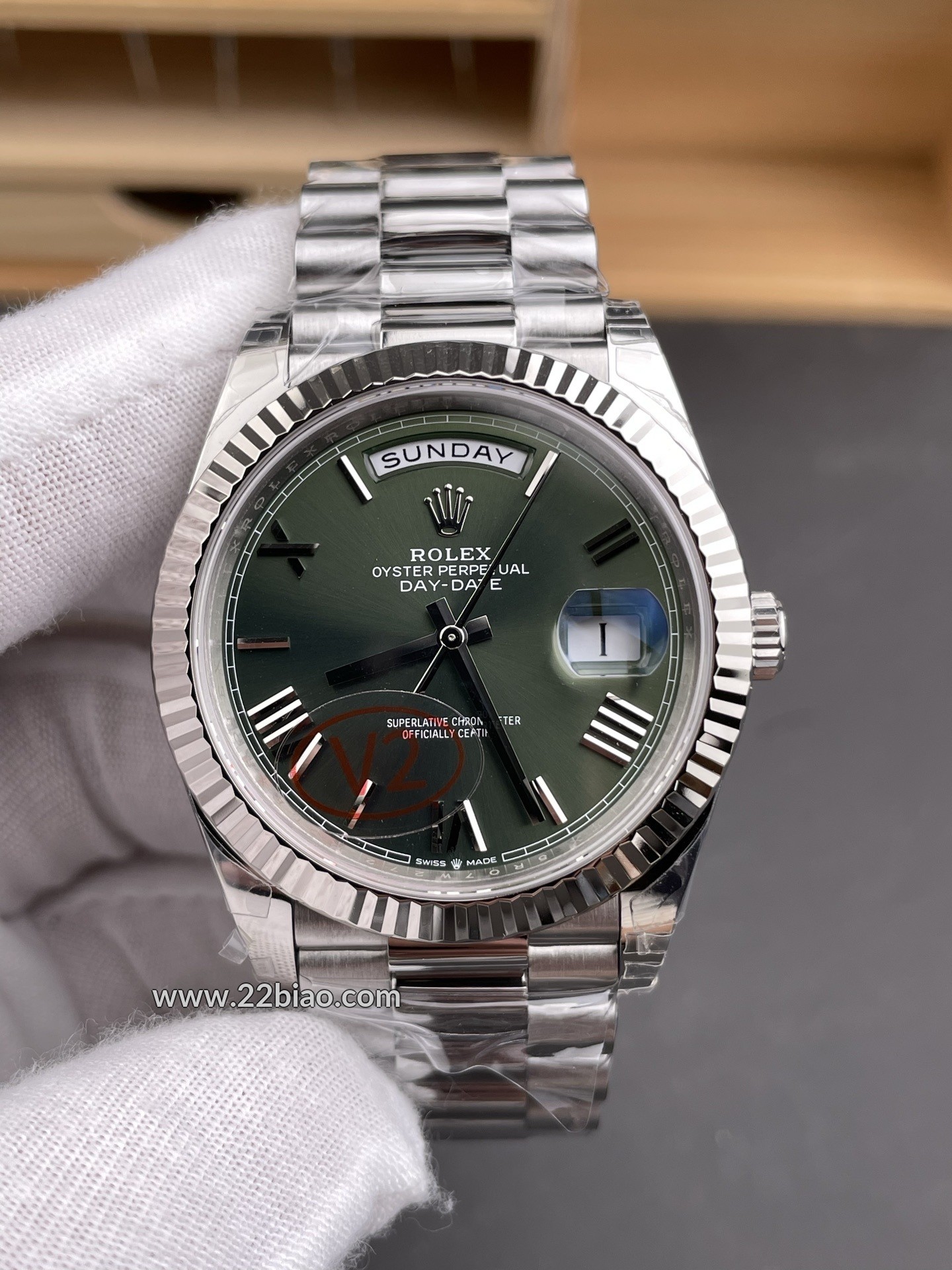 Replica VS Factory Rolex Day-Date 40 Olive Green Dial Men's Mechanical Watch m228239-0007
