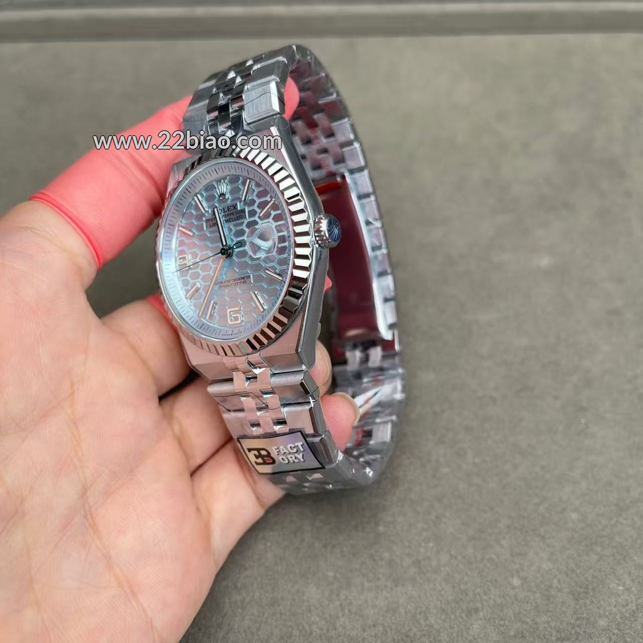 1:1 Super Clone Rolex Day-Date 40mm Ice Blue Honeycomb Custom Watch 127336