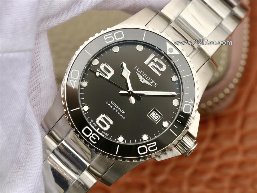 AF Factory replica Longines HydroConquest ceramic black dial automatic men's watch (L3.781.4.56.6).