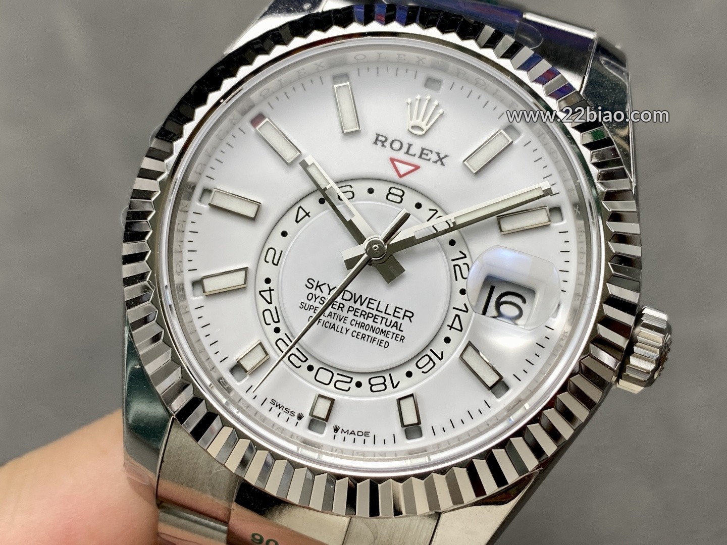 Replica ZF Factory Rolex Sky-Dweller 336934, Dual Time Zone, 904L Stainless Steel, White Dial Automatic Waterproof Men's Watch