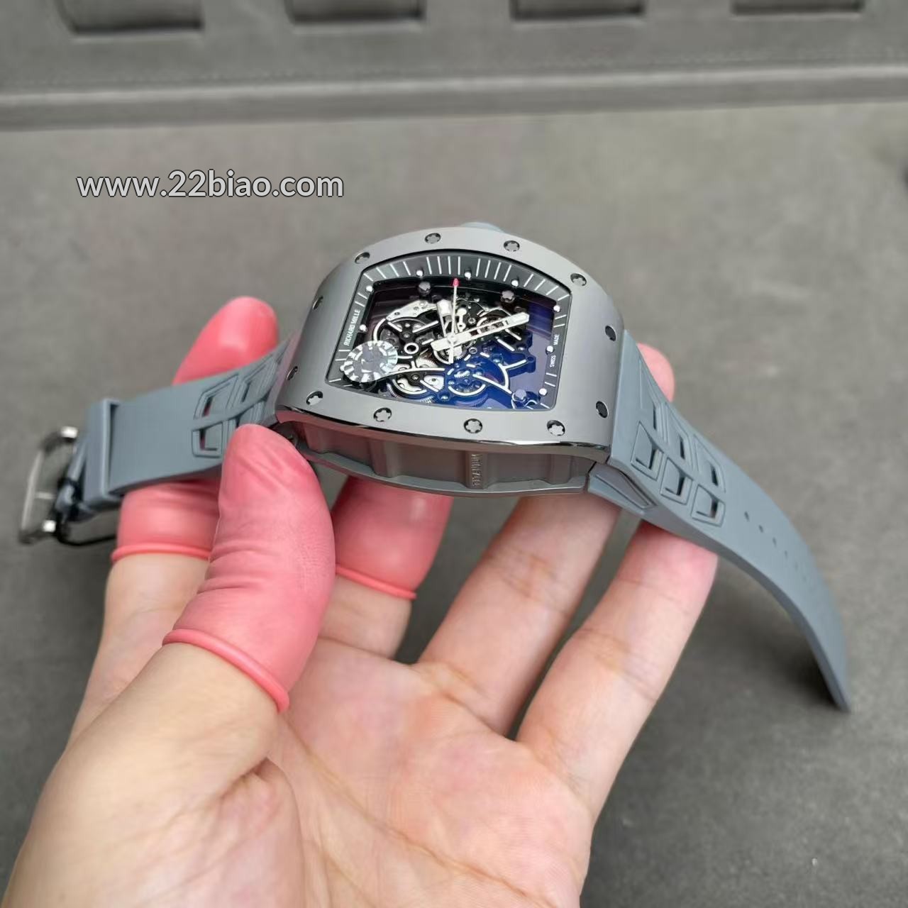 ZF Factory Super Clone Richard Mille RM055 Grey Ceramic 49.9mm Skeletonized 1:1 Mechanical Men's Watch