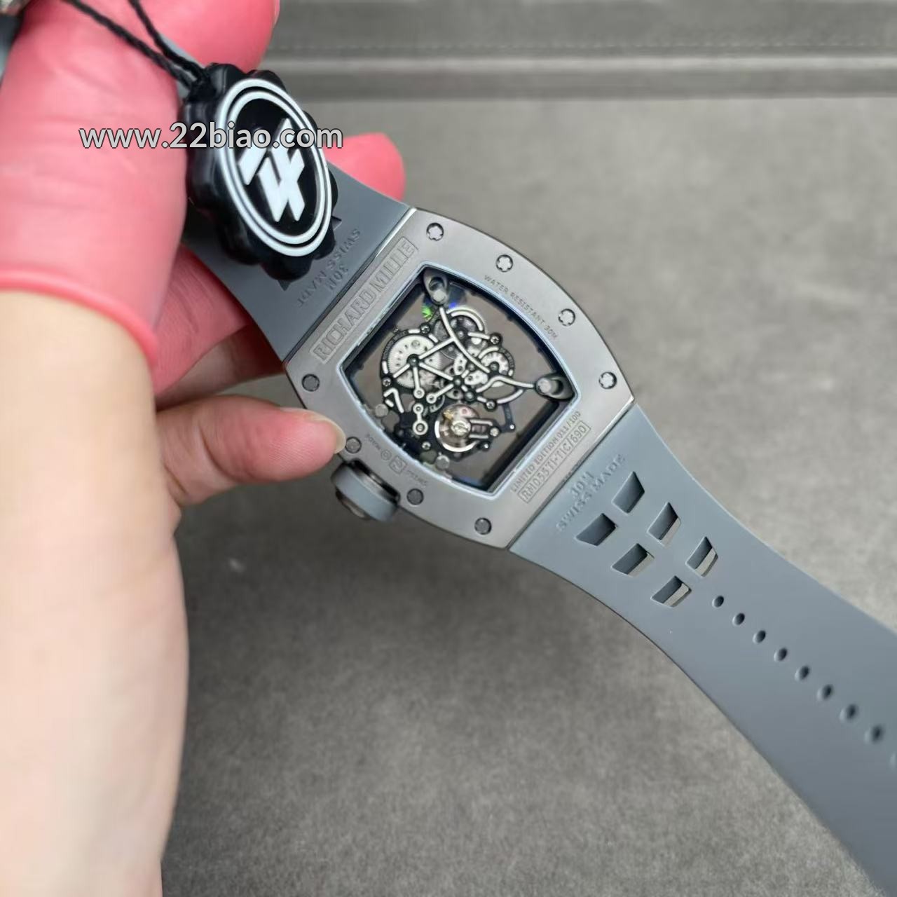 ZF Factory Super Clone Richard Mille RM055 Grey Ceramic 49.9mm Skeletonized 1:1 Mechanical Men's Watch