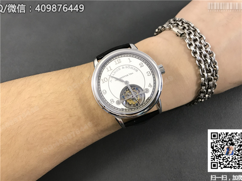 A. Lange & Söhne 1815 Collection Tourbillon Watch Stainless Steel Case White Dial Silver Numeral Markers