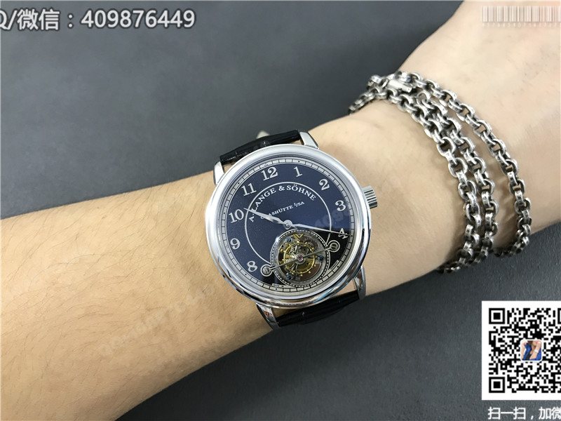 A. Lange & Söhne 1815 Collection Tourbillon Watch Black Dial Stainless Steel Case Silver Hour Markers