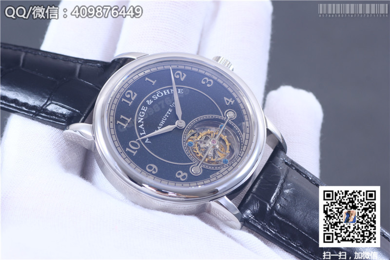 A. Lange & Söhne 1815 Collection Tourbillon Watch Black Dial Stainless Steel Case Silver Hour Markers