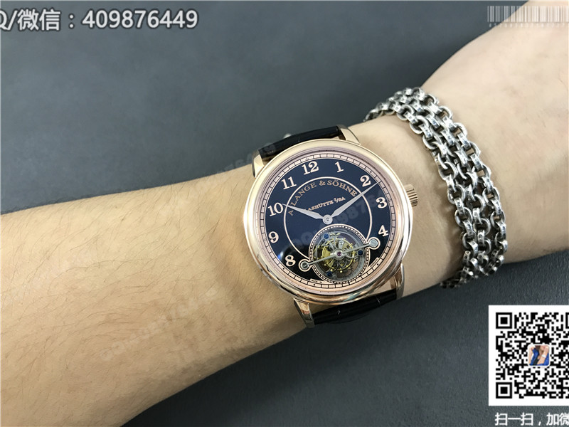 High-end A. Lange & Söhne Tourbillon Watch 1815 Series Rose Gold Case Black Dial