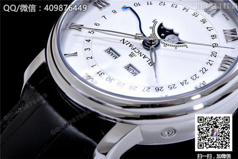 Blancpain Classic series 6654-1127-55B watch with date, day and month display functions, automatic mechanical men's watch