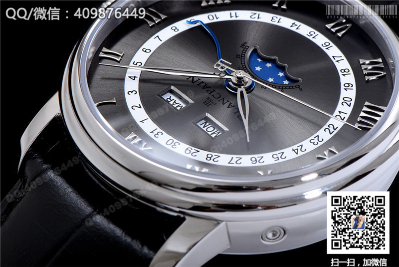 Blancpain Classic series 6654-1127-55B watch with date, day and month display functions, automatic mechanical men's watch