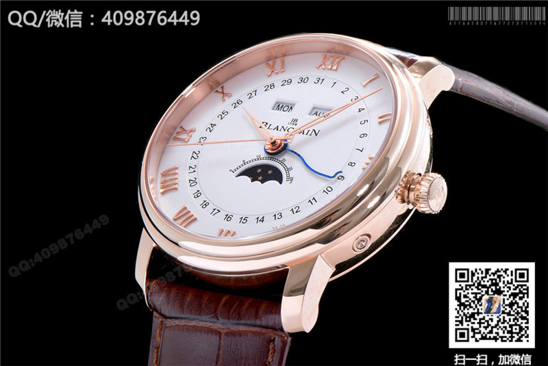 Blancpain Classic series 6654-3642-55B watch with date, day and month display functions, automatic mechanical men's watch