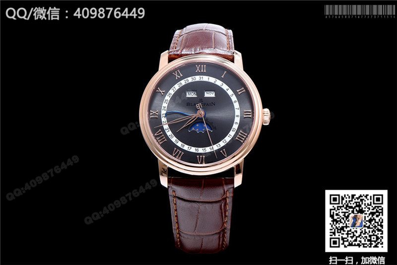 Blancpain Classic series 6654-3642-55B watch with date, day and month display functions, automatic mechanical men's watch