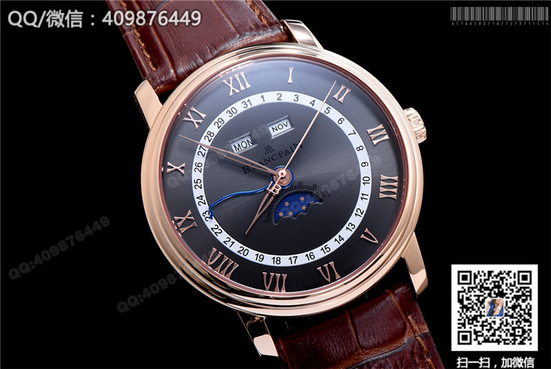 Blancpain Classic series 6654-3642-55B watch with date, day and month display functions, automatic mechanical men's watch
