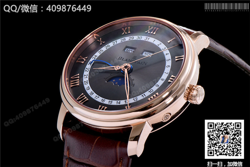 Blancpain Classic series 6654-3642-55B watch with date, day and month display functions, automatic mechanical men's watch