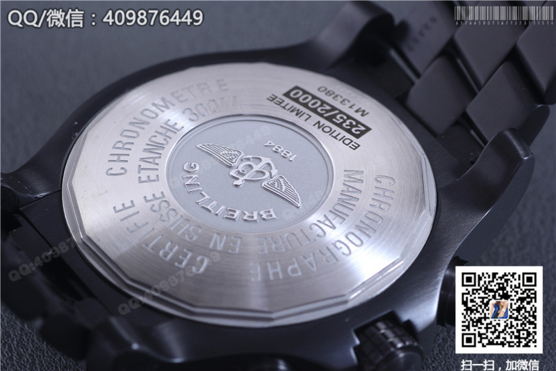 Jam Tangan Siri Breitling Avenger Sarung Keluli Hitam - Muka Jam Hitam, Gelang Keluli Hitam