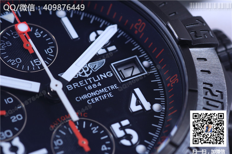 Jam Tangan Siri Breitling Avenger Sarung Keluli Hitam - Muka Jam Hitam, Gelang Keluli Hitam