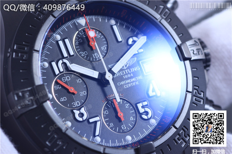 Jam Tangan Siri Breitling Avenger Sarung Keluli Hitam - Muka Jam Hitam, Gelang Keluli Hitam