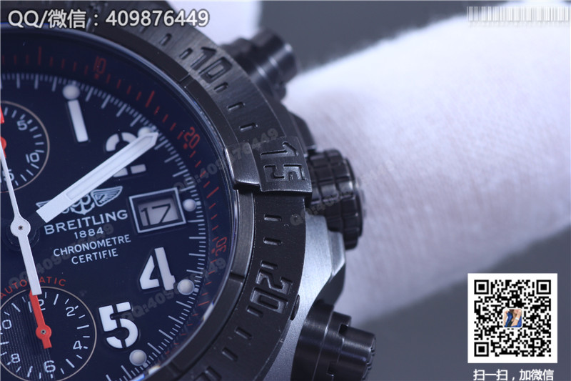 Jam Tangan Siri Breitling Avenger Sarung Keluli Hitam - Muka Jam Hitam, Gelang Keluli Hitam