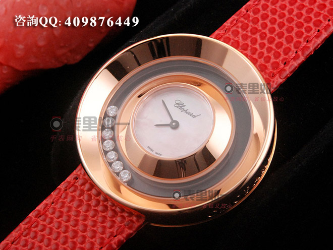 Chopard Swiss quartz fashion ladies' watch, rotating inner bezel with rhinestones, rose gold