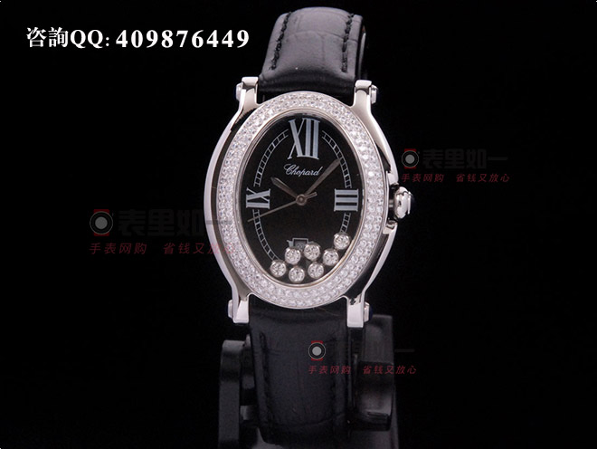 【1:1 Fine Quality】Chopard Ladies' Happy Sport Series Moving Diamonds Black Ladies' Watch
