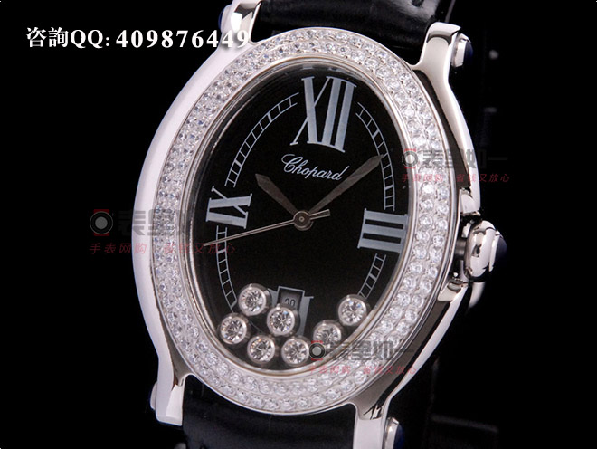 【1:1 Fine Quality】Chopard Ladies' Happy Sport Series Moving Diamonds Black Ladies' Watch