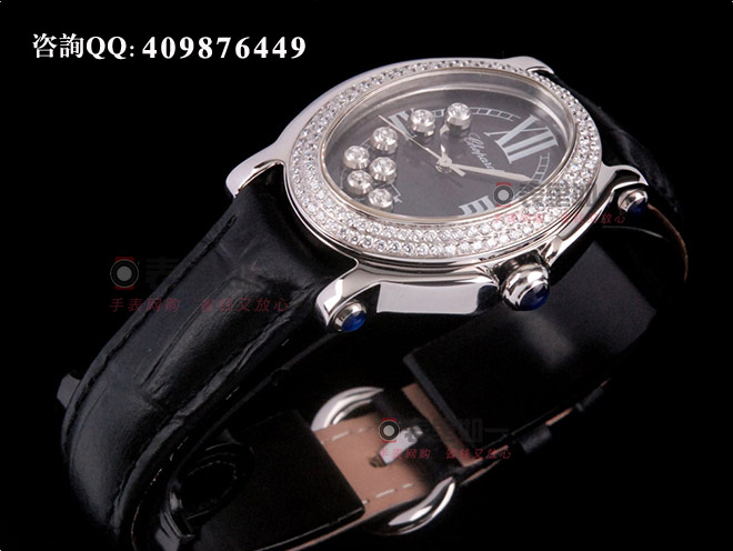 【1:1 Fine Quality】Chopard Ladies' Happy Sport Series Moving Diamonds Black Ladies' Watch