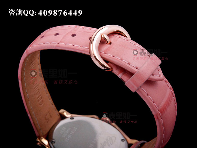 【1:1 Fine Quality】Chopard Ladies' Happy Sport Series Moving Diamonds Pink/Blue Stitching Leather Strap Ladies' Watch