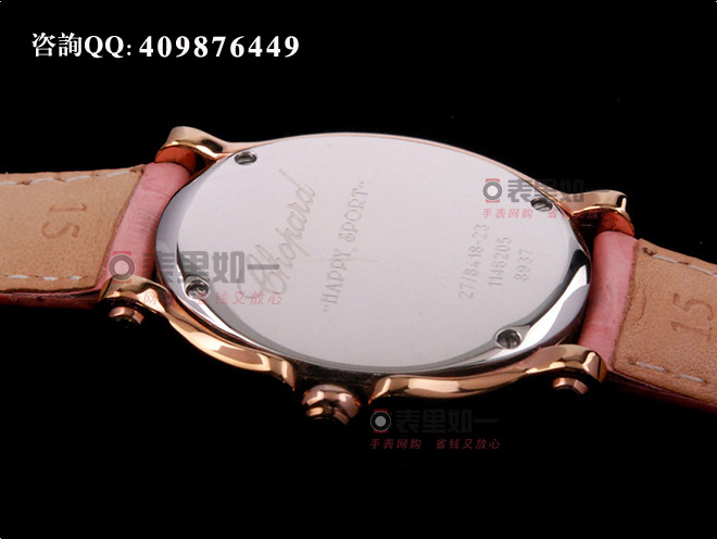 【1:1 Fine Quality】Chopard Ladies' Happy Sport Series Moving Diamonds Pink/Blue Stitching Leather Strap Ladies' Watch