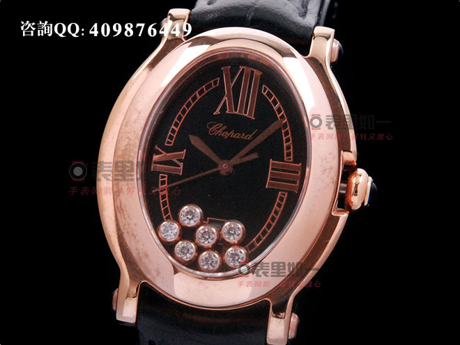 【1:1 Fine Quality】Chopard Ladies' Happy Sport Series Moving Diamonds Black Rose Gold Ladies' Watch