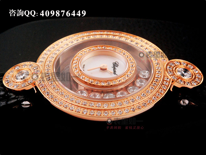  [ 1:1 Fine Replica] Chopard Happy Diamonds Series Moving Diamonds Rose Gold Ladies' Quartz Watch