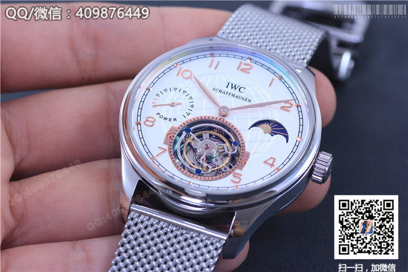 IWC Portugieser Stainless Steel/Rose Gold Tourbillon Watch on Milanese Mesh Bracelet