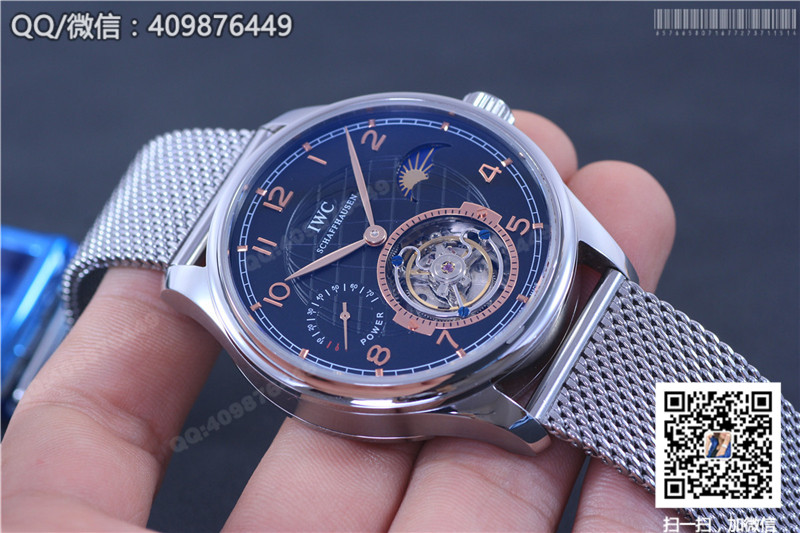 IWC Portugieser Stainless Steel/Rose Gold Tourbillon Watch on Milanese Mesh Bracelet