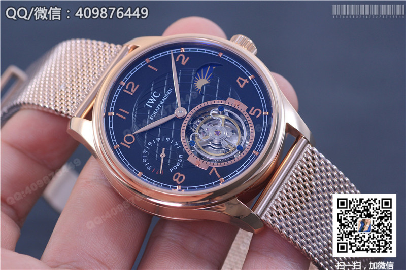 IWC Portugieser Stainless Steel/Rose Gold Tourbillon Watch on Milanese Mesh Bracelet
