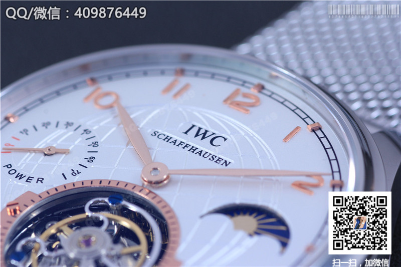 IWC Portugieser Stainless Steel/Rose Gold Tourbillon Watch on Milanese Mesh Bracelet