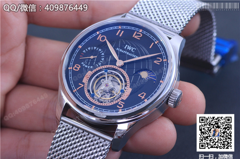 IWC Portugieser Stainless Steel/Rose Gold Tourbillon Watch on Milanese Mesh Bracelet