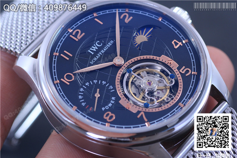 IWC Portugieser Stainless Steel/Rose Gold Tourbillon Watch on Milanese Mesh Bracelet
