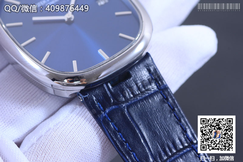 PATEK PHILIPPE Golden Ellipse series 5738P-001 diamond-set watch with blue dial Patek Philippe Golden Ellipse collection 5738P-001 blue dial watch with date