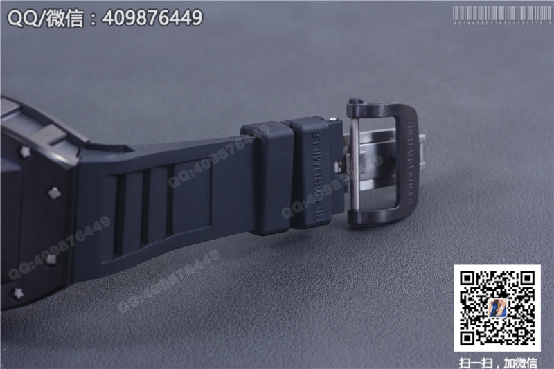 Zegarek męski Richard Mille RM 053, czarna stalowa koperta, czarny gumowy pasek