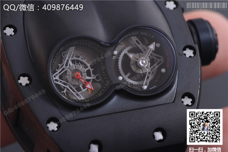 Zegarek męski Richard Mille RM 053, czarna stalowa koperta, czarny gumowy pasek