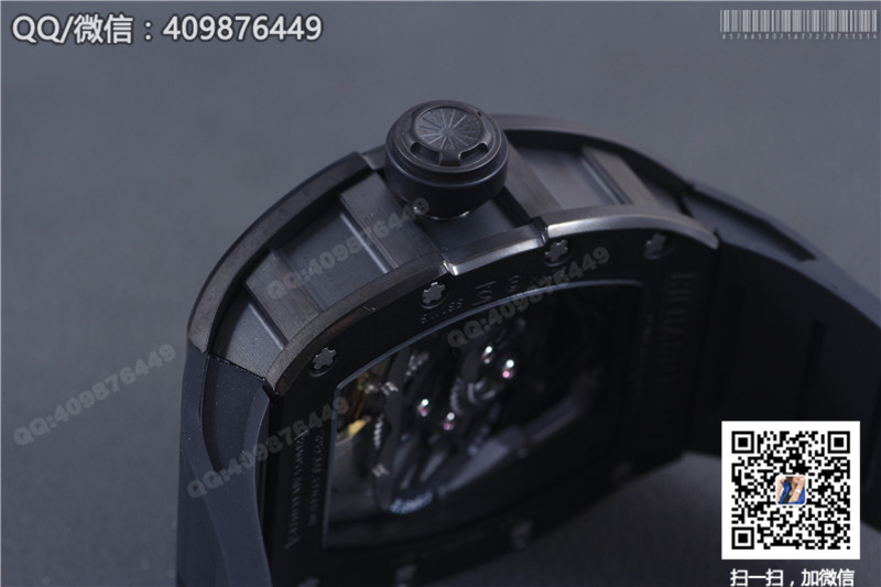 Zegarek męski Richard Mille RM 053, czarna stalowa koperta, czarny gumowy pasek