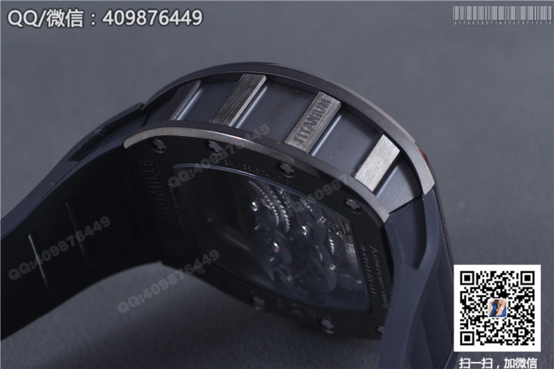 Zegarek męski Richard Mille RM 053, czarna stalowa koperta, czarny gumowy pasek