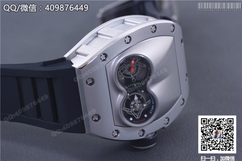 นาฬิกา Richard Mille ซีรีส์สำหรับผู้ชาย รุ่น RM 053, ตัวเรือนสแตนเลสสตีล, หน้าปัดสีเงิน, สายยางสีดำ