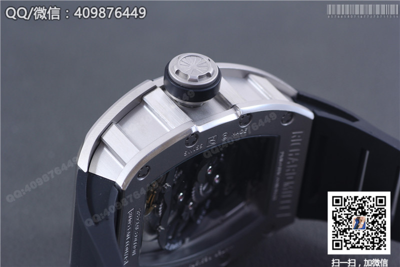 นาฬิกา Richard Mille ซีรีส์สำหรับผู้ชาย รุ่น RM 053, ตัวเรือนสแตนเลสสตีล, หน้าปัดสีเงิน, สายยางสีดำ