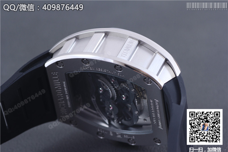 นาฬิกา Richard Mille ซีรีส์สำหรับผู้ชาย รุ่น RM 053, ตัวเรือนสแตนเลสสตีล, หน้าปัดสีเงิน, สายยางสีดำ