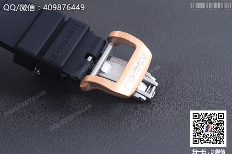 นาฬิกา Richard Mille ซีรีส์สำหรับผู้ชาย รุ่น RM 053, ตัวเรือนพิงก์โกลด์, หน้าปัดสีทอง, สายยางสีดำ