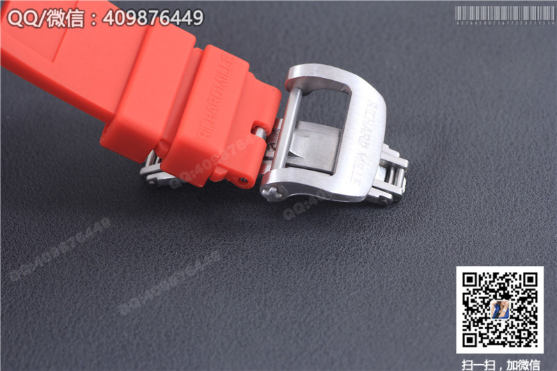 Ceas Richard Mille pentru bărbați seria RM 053, carcasă din oțel inoxidabil, cadran argintiu, curea din cauciuc roșu