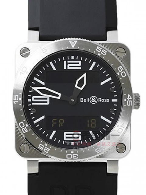 Bell & Ross dual time display men's watch BR03-AVIATION-R